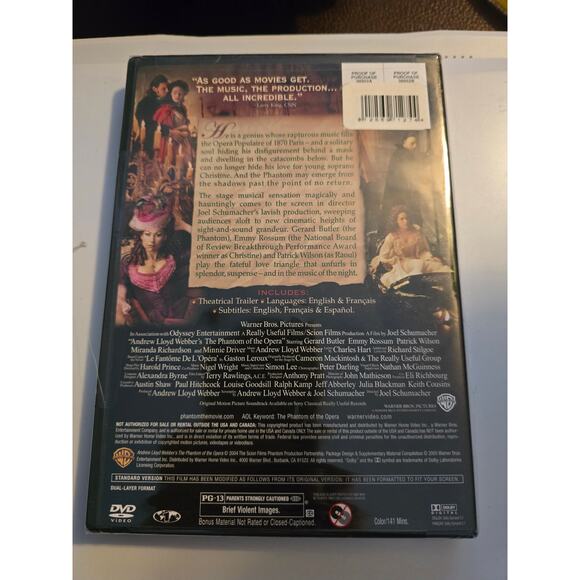 New Sealed The Phantom of The Opera 2005 Full Screen Edition DVD Movie - Picture 2 of 2